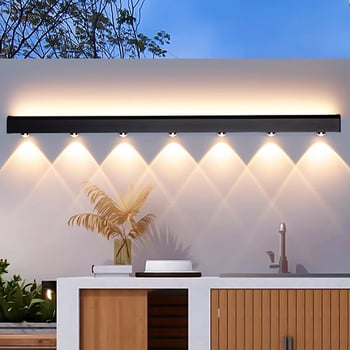 Εξωτερικό μακρύ γραμμικό φως τοίχου με 90 LED, 165–265V, 3000K, IP54, αλουμινένιο περίβλημα