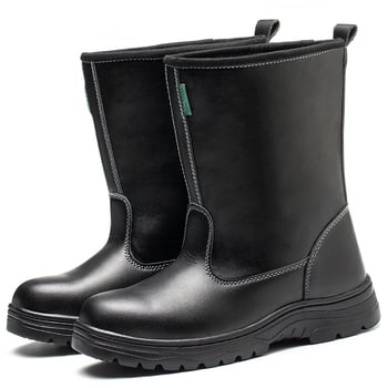 Pantofi de protecție cu gleznă înaltă, protecție antișoc și anti-perforație, vârf din oțel, rezistenți la uleiuri, acizi și alcalii, din piele microfibră