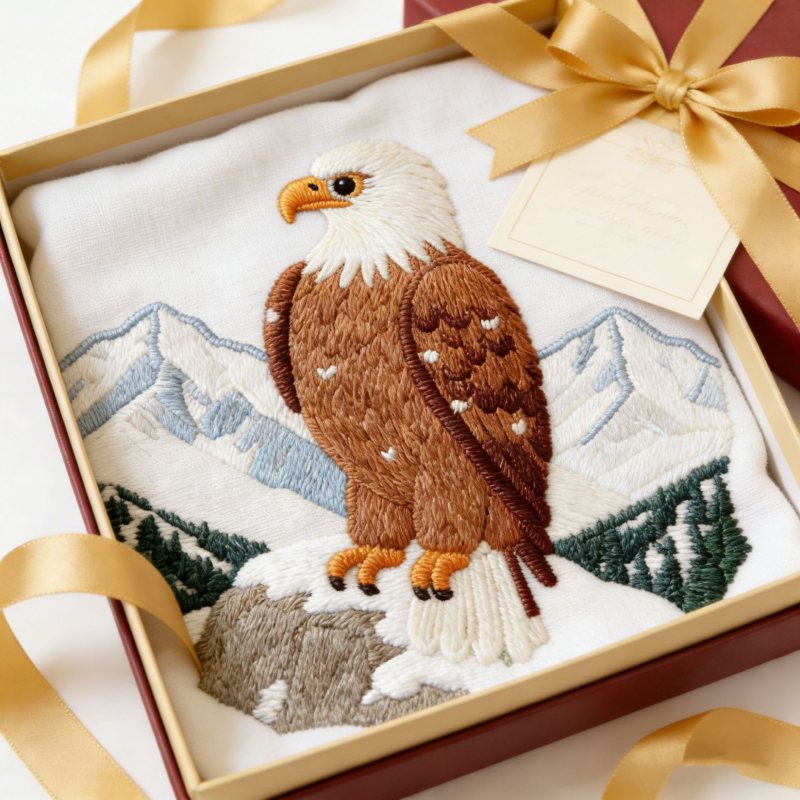 Hímzőkészlet – Sas minta, 100% pamut, testreszabható, Mona Lisa Royal