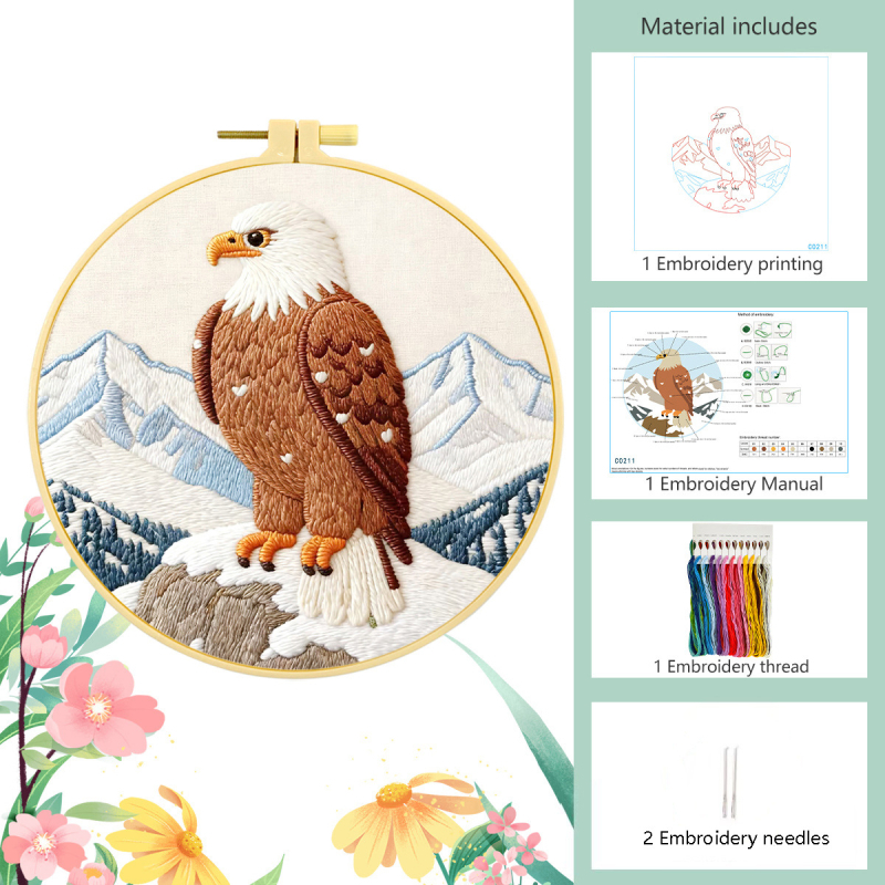 Hímzőkészlet – Sas minta, 100% pamut, testreszabható, Mona Lisa Royal