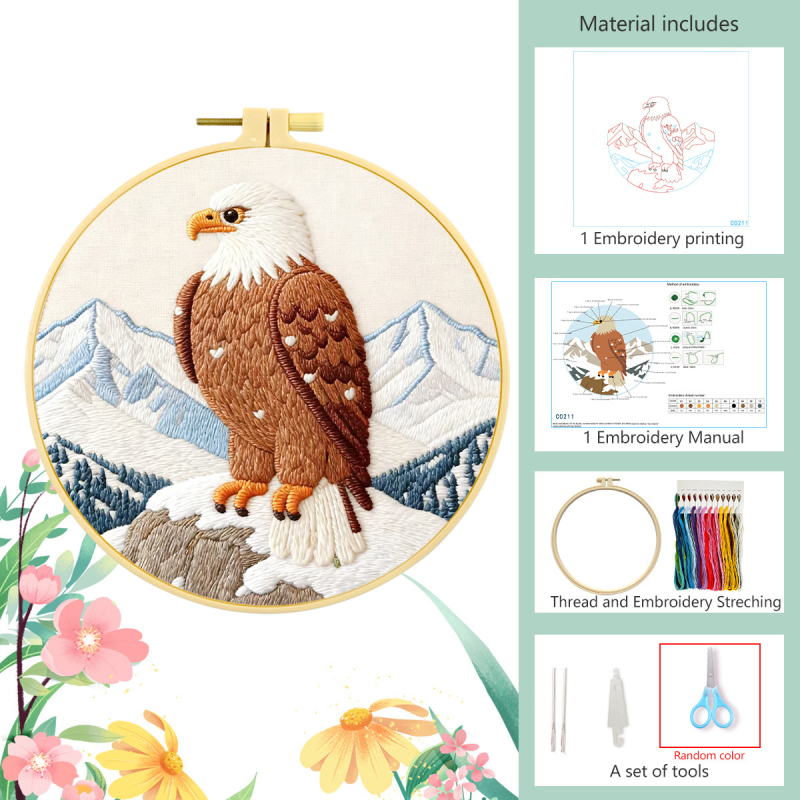 Hímzőkészlet – Sas minta, 100% pamut, testreszabható, Mona Lisa Royal