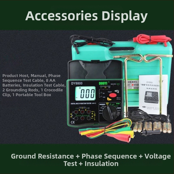 DY5500 Štvornásobný merací prístroj pre zemný odpor s fázovou sekvenciou a rozdelením napätia