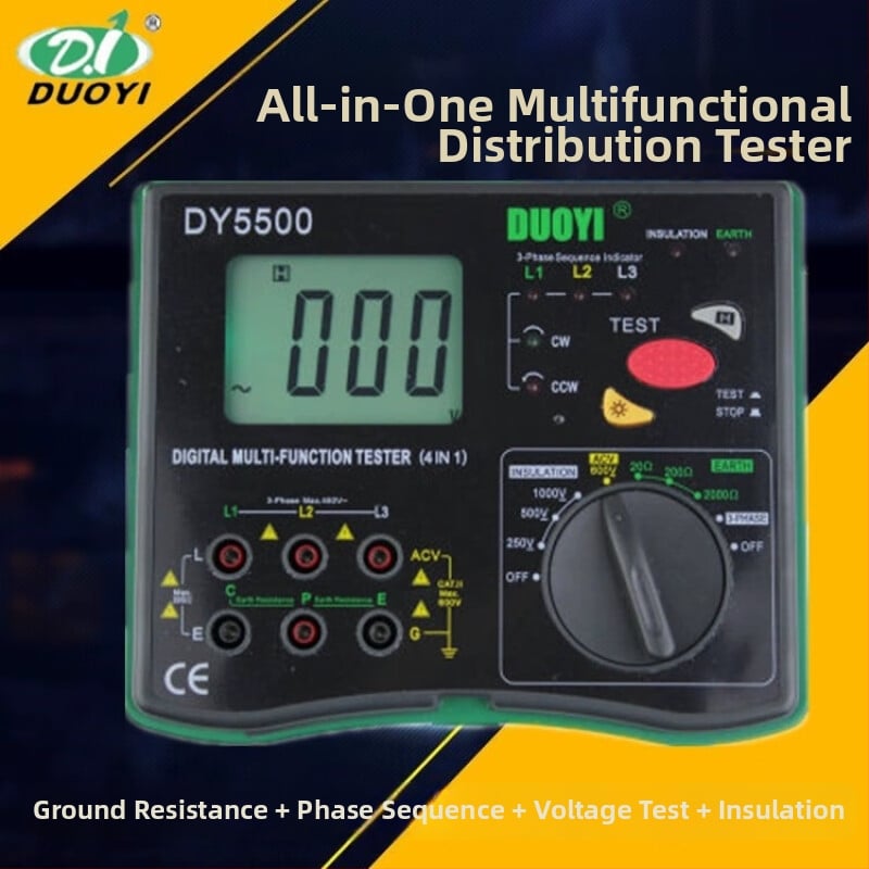 DY5500 Štvornásobný merací prístroj pre zemný odpor s fázovou sekvenciou a rozdelením napätia