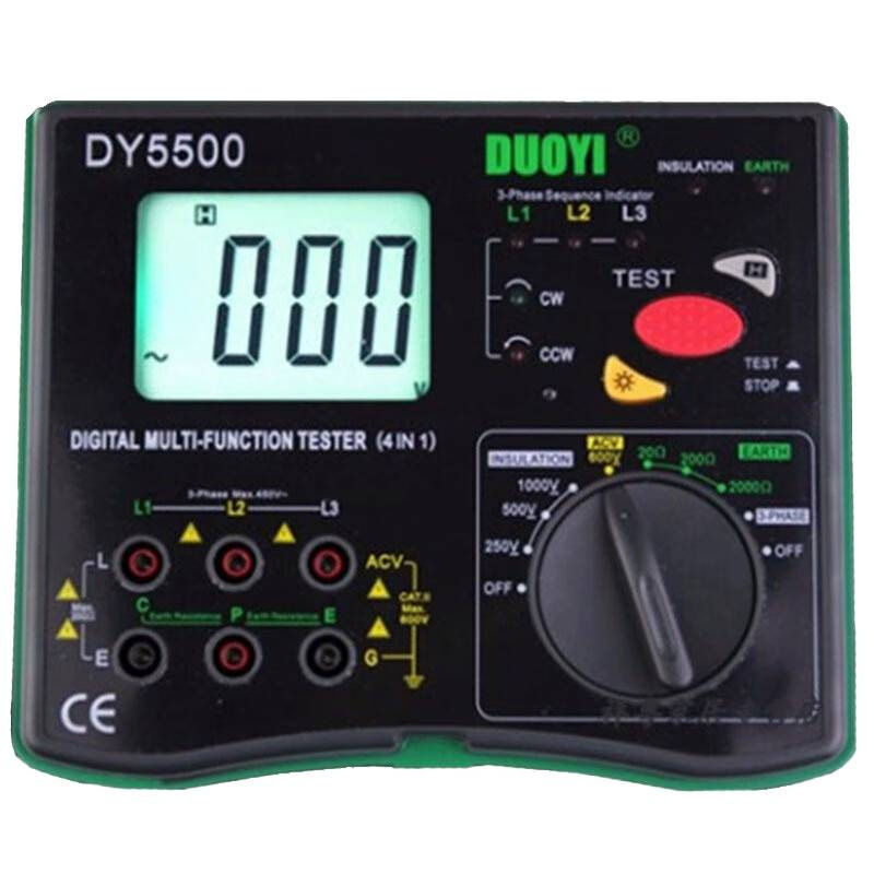 DY5500 Măsurător multi-funcțional patru în unu pentru rezistența de împământare, cu secvența de faze și distribuția tensiunii