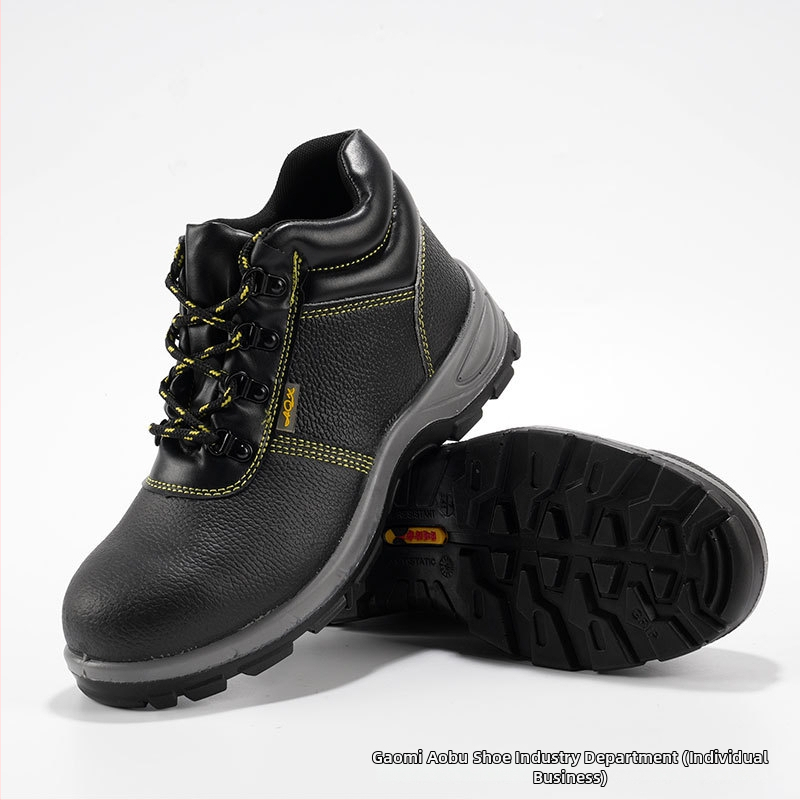 Pánska pracovná obuv s ochranou proti nárazu a perforácii, nízky strih, oceľová špička, mikrovlákno hovädzej kože druhého vrstvenia