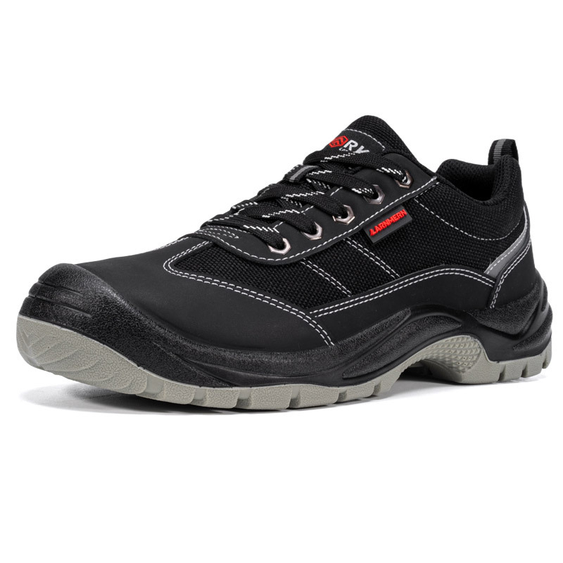 Langmeng Pantofi de Protecție din Piele pentru Muncă, Vârf din Oțel, Anti-Perforație, Antiderapant, Talpă Joasă