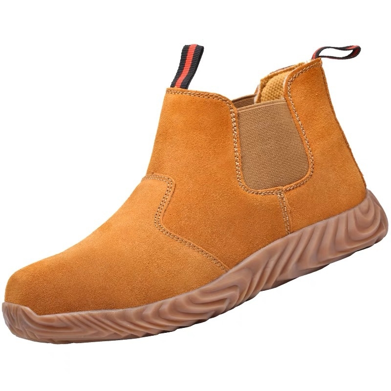 Παπούτσια ασφαλείας συγκόλλησης με ατσάλινο καπάκι δακτύλων, βελούδινο δέρμα, μεσαίο πάνω μέρος, αντι-θραύση και αντι-διάτρηση