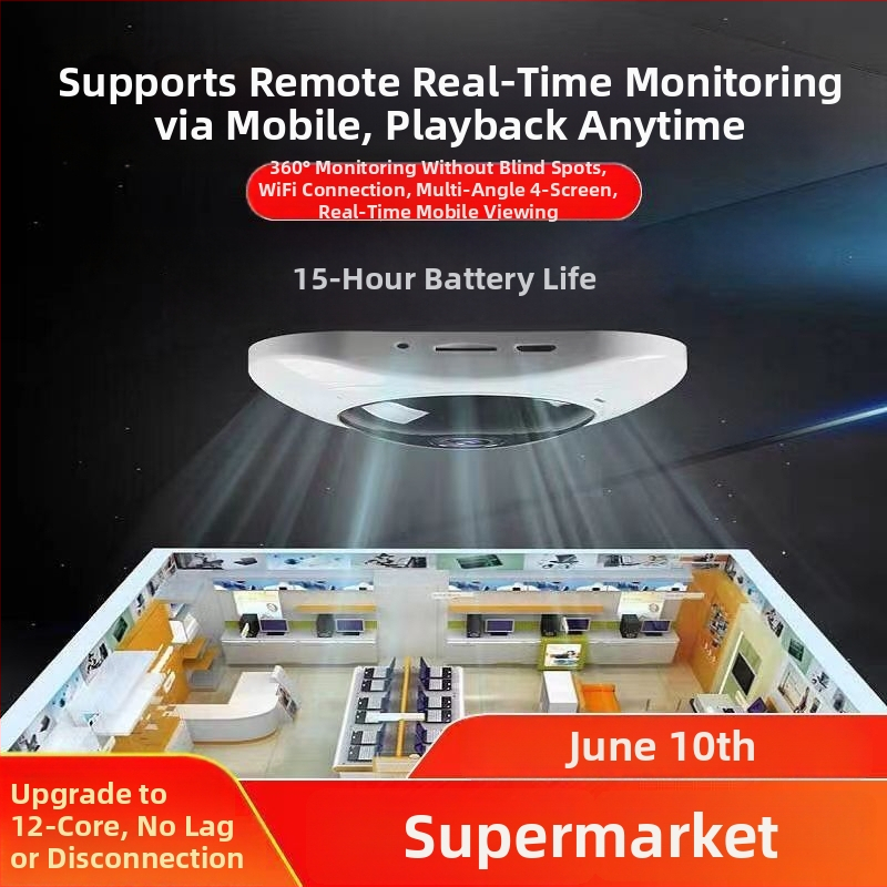 Cameră de supraveghere wireless panoramică pentru uz casnic, claritate ultra, monitor la distanță – fără unghi mort