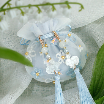 Kit DIY de broderie pe săculeț de in, cu motif Cartoon/Anime, stil New Chinese Style, material in, categorie broderie: kit, tip broderie: Altul