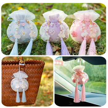 Kit DIY de broderie pe săculeț de in, cu motif Cartoon/Anime, stil New Chinese Style, material in, categorie broderie: kit, tip broderie: Altul