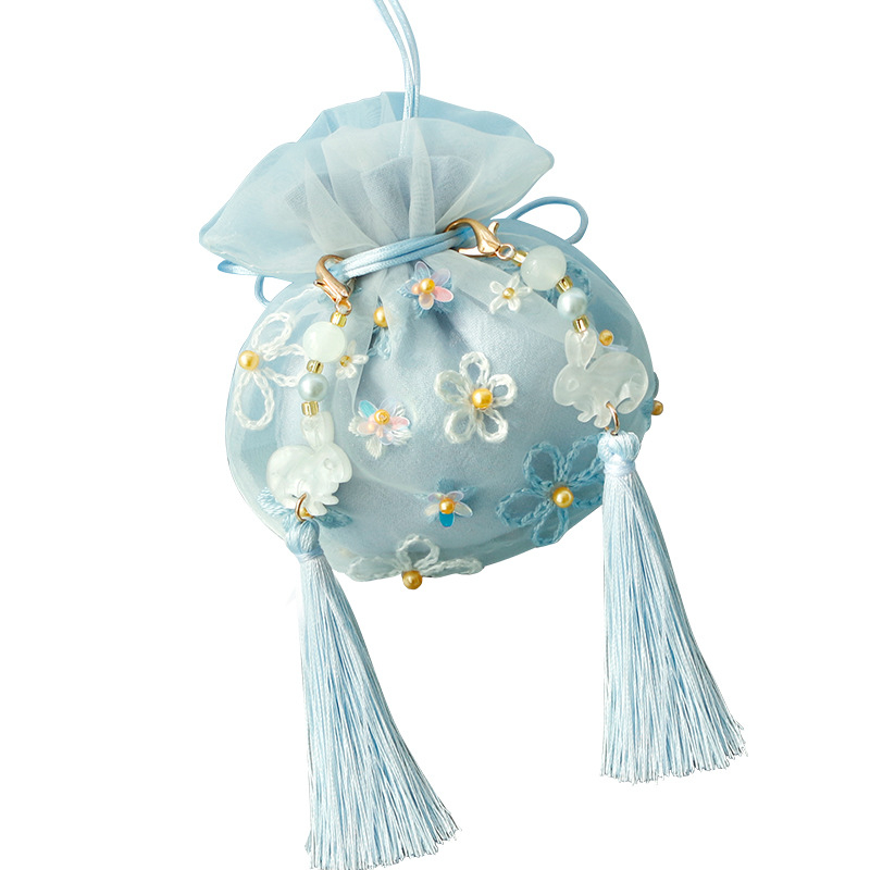 Kit DIY de broderie pe săculeț de in, cu motif Cartoon/Anime, stil New Chinese Style, material in, categorie broderie: kit, tip broderie: Altul