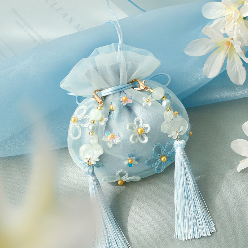 Kit DIY de broderie pe săculeț de in, cu motif Cartoon/Anime, stil New Chinese Style, material in, categorie broderie: kit, tip broderie: Altul