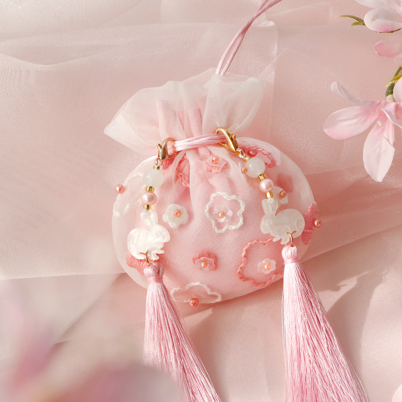 Kit DIY de broderie pe săculeț de in, cu motif Cartoon/Anime, stil New Chinese Style, material in, categorie broderie: kit, tip broderie: Altul