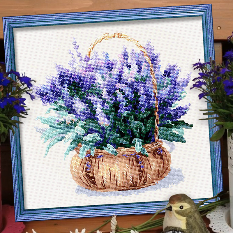 Set de broderie cu model floral mic, stil simplu și modern, pânză 11CT, broderie pe o singură față