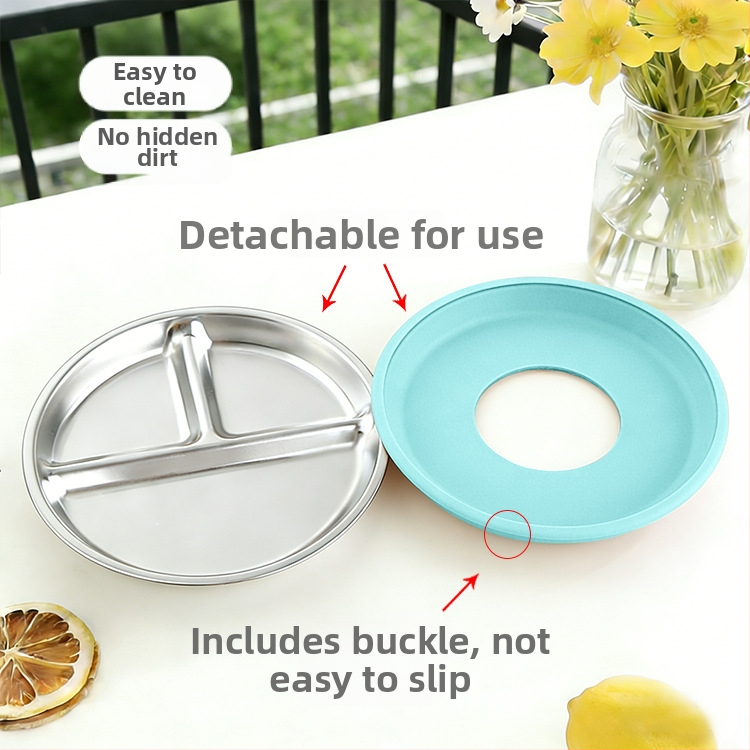 Detská miska na kŕmenie s tromi priečkami, z 304 nerezovej ocele, minimalistický štýl, vhodné od 6 mesiacov, set 1 ks