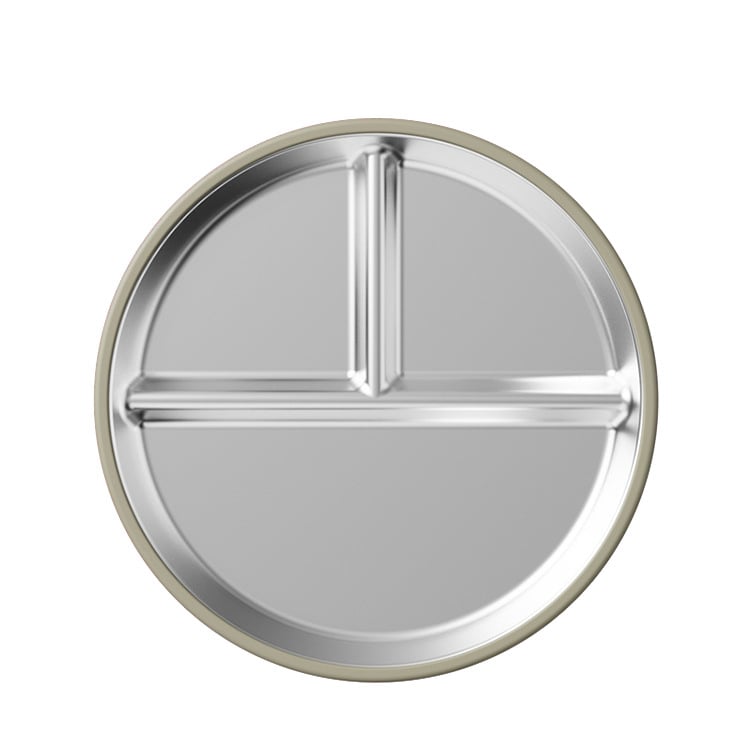 Kūdikių maitinimo lėkštė su trimis skyreliais, iš 304 nerūdijančio plieno, minimalistinio stiliaus, tinka nuo 6 mėnesių, vienas komplektas