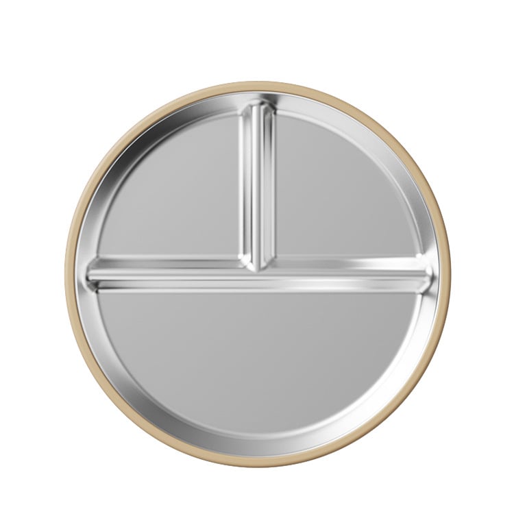 Kūdikių maitinimo lėkštė su trimis skyreliais, iš 304 nerūdijančio plieno, minimalistinio stiliaus, tinka nuo 6 mėnesių, vienas komplektas