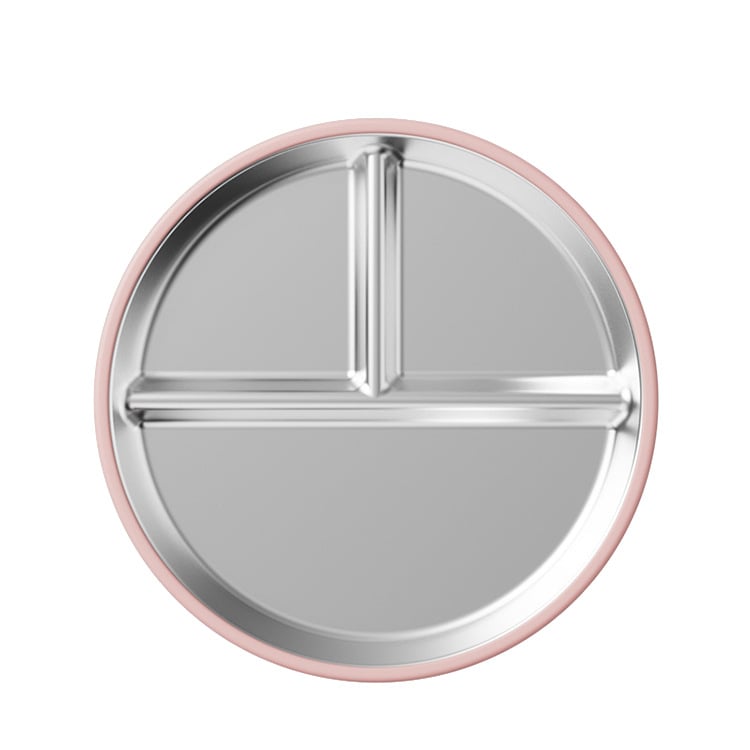 Kūdikių maitinimo lėkštė su trimis skyreliais, iš 304 nerūdijančio plieno, minimalistinio stiliaus, tinka nuo 6 mėnesių, vienas komplektas