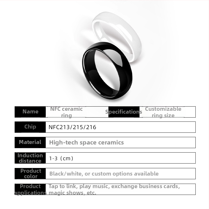 NFC keramický prsteň s personalizáciou, laserovou gravírovaním, rôzne štýly