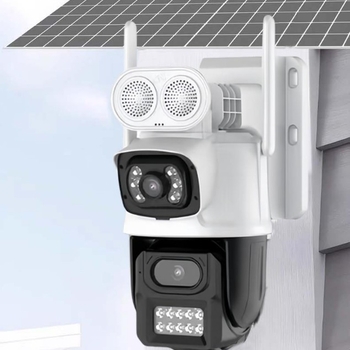 Cameră solară 4G cu viziune 360°, iluminare minimă 0,01 lux, -20 până la 55°C, utilizare în exterior