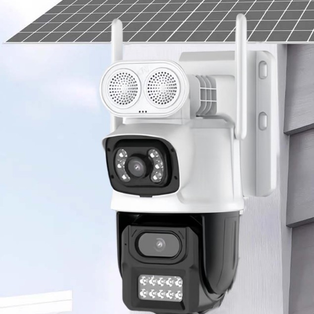 Cameră solară 4G cu viziune 360°, iluminare minimă 0,01 lux, -20 până la 55°C, utilizare în exterior