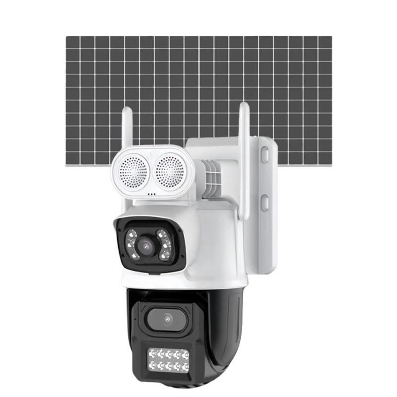 Cameră solară 4G cu viziune 360°, iluminare minimă 0,01 lux, -20 până la 55°C, utilizare în exterior