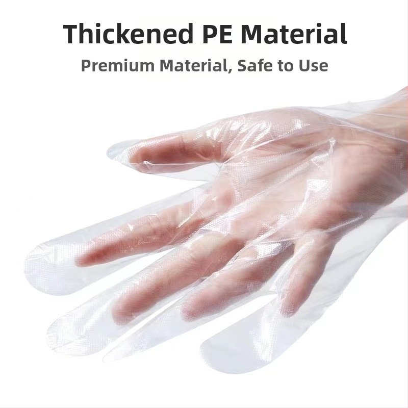 Jednorázové rukavice Bright, hrubé PE polyetylén, protišmykové, pre laboratórium.