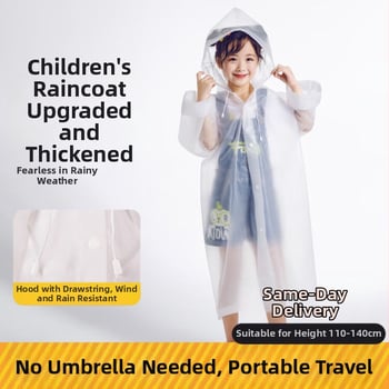 Παιδικό EVA αδιάβροχο poncho, παχύ ύφασμα, PU αδιάβροχο στρώμα, για πεζοπορία σε εξωτερικούς χώρους