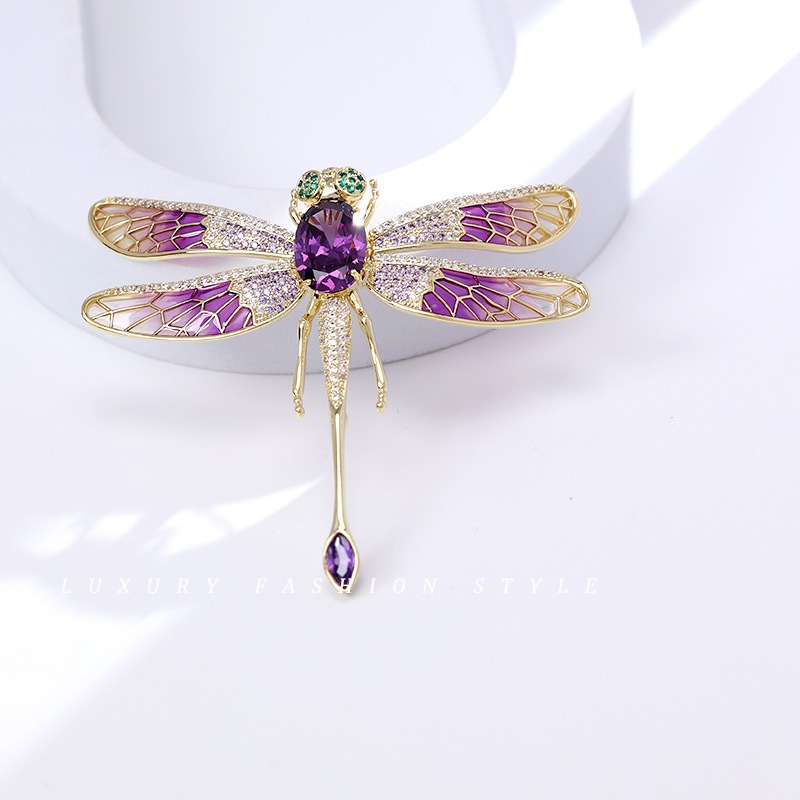 Dragonfly broš s sintetičkim cirkonima, dvostruka upotreba, dodatak za sako ili kaput, Vintage/Palace stil, klasifikacija stila Fresh and Sweet, vrsta: broš, proljeće 2023