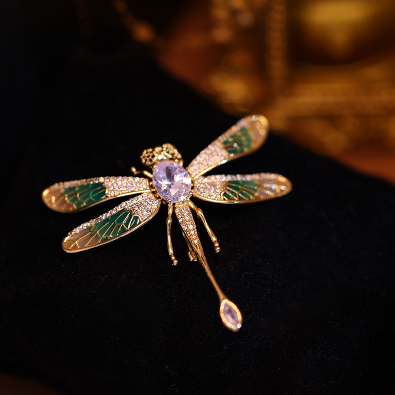 Dragonfly broš s sintetičkim cirkonima, dvostruka upotreba, dodatak za sako ili kaput, Vintage/Palace stil, klasifikacija stila Fresh and Sweet, vrsta: broš, proljeće 2023