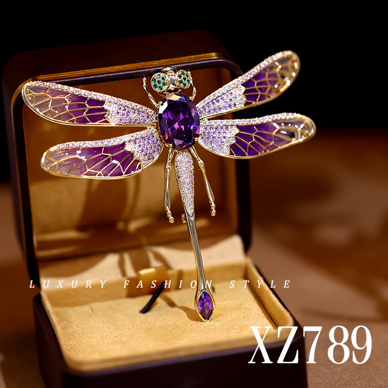 Dragonfly broš s sintetičkim cirkonima, dvostruka upotreba, dodatak za sako ili kaput, Vintage/Palace stil, klasifikacija stila Fresh and Sweet, vrsta: broš, proljeće 2023