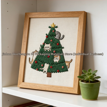 DIY súprava na vyšívanie vianočného stromčeka s lepiacim zadným dielom a vodou rozpustnou netkanou látkou, nordický štýl, možnosť prispôsobenia, určené do obývačky