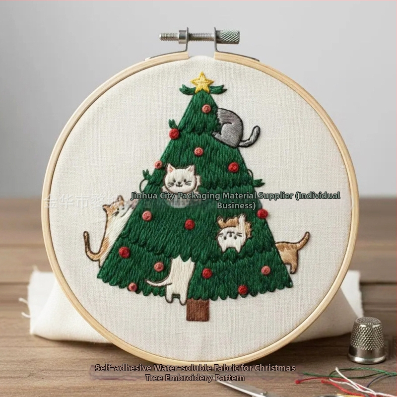 DIY súprava na vyšívanie vianočného stromčeka s lepiacim zadným dielom a vodou rozpustnou netkanou látkou, nordický štýl, možnosť prispôsobenia, určené do obývačky