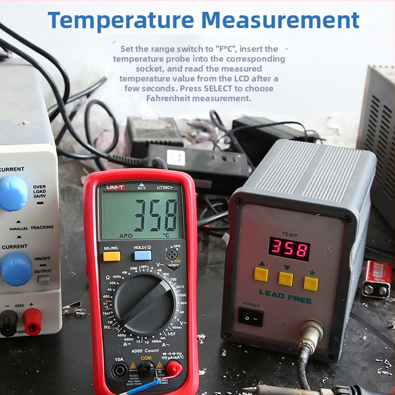UT39C+ цифров мултиметър с защита от изгаряне и безопасно измерване, измерване на честота и температура, 3 3/4 цифри