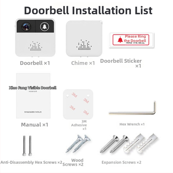 Weiyingte WIN-32 Inteligentná WiFi kamera pre dverový zvonček, 1080p, 3,6 mm objektív, napájanie 5V, IR nočné videnie až 25 m, pracovný rozsah -30°C až 80°C