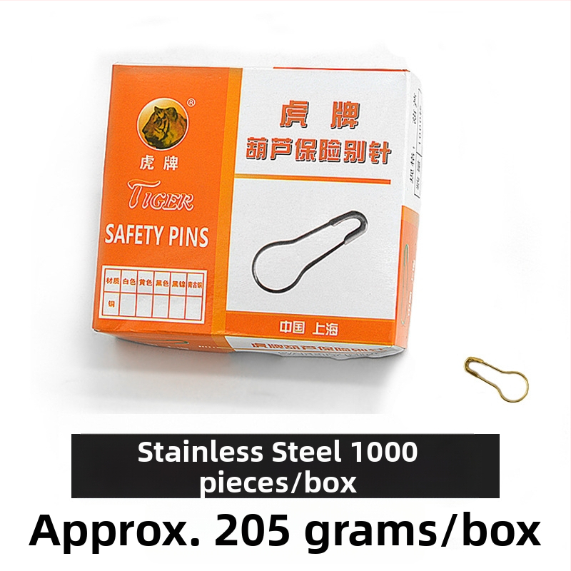 Tiger značka nerezová oceľ bezpečnostná ihla tvar gourd, séria 01, balenie 1000 ks