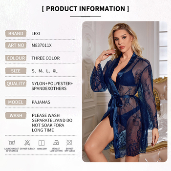 Seksi čipkasta noćna haljina od lažnog ledenog satena, minimalistički ženski kućni outfit