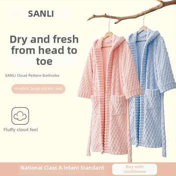 Unisex župan s kapucňou z korálového fleecu, 840 g, teplý na jeseň-zimu