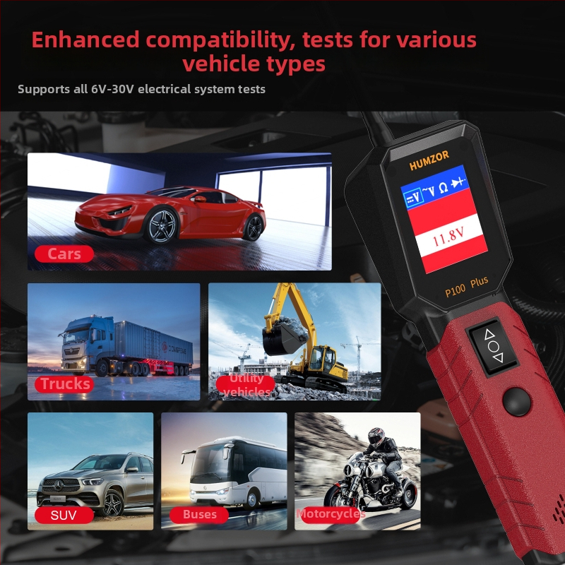 Automobilový diagnostický nástroj s testerom napätia DC/AC, meranie odporu a diódy, 12–24 V, 0–50 °C, vhodný pre autá a nákladné vozidlá