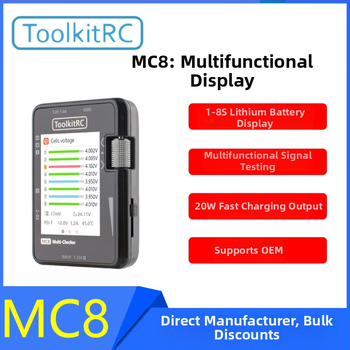ToolkitRC MC8 Viacfunkčný digitálny displej na meranie napätia batérie a signálov PPM/PWM/SBUS