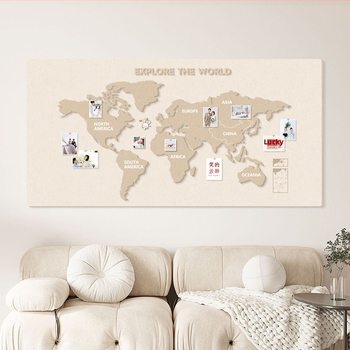 Világtérkép filc falikép utazási fotófalhoz – testreszabható, poliészterrostból készült, gravírozás/nyomtatás/szitanyomás
