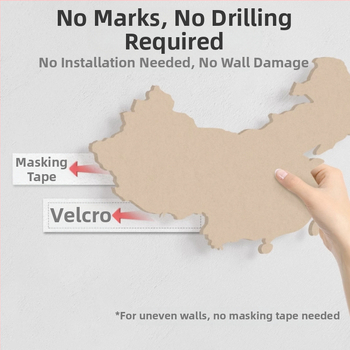 Világtérkép filc falikép utazási fotófalhoz – testreszabható, poliészterrostból készült, gravírozás/nyomtatás/szitanyomás