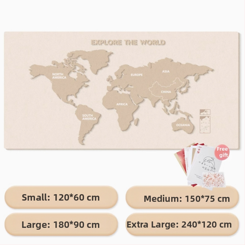 Világtérkép filc falikép utazási fotófalhoz – testreszabható, poliészterrostból készült, gravírozás/nyomtatás/szitanyomás