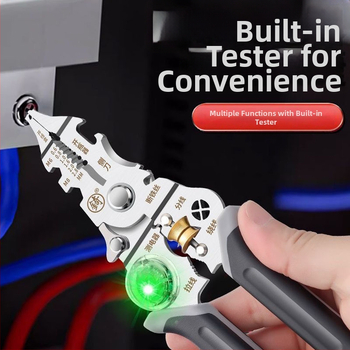 10-v-1 multifunkčné kliešte na odizolovanie vodičov, priemyselného vyhotovenia, sekcie navíjania a krimpovania, s testovacími bodmi, Materiál: NiCr zliatina ocele