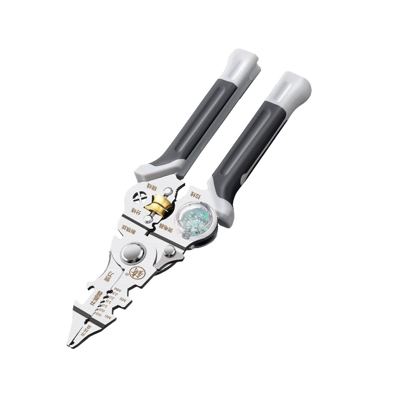 Clește de dezizolare a cablurilor 10-în-1, industrial, secțiuni pentru înfășurare și crimpare, cu puncte de test, Material: oțel aliat NiCr