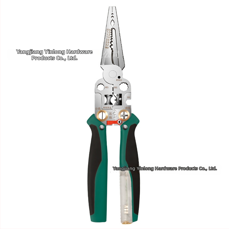 Elektrikárske viacúčelové kliešte na odizolovanie vodičov s testerom, nerezová oceľ, 285 g