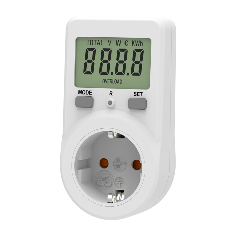 Európai teljesítménymérő aljzat - Teljesítményfigyelő intelligens számlázással - WATTSAVE réz vezetők, PC ház