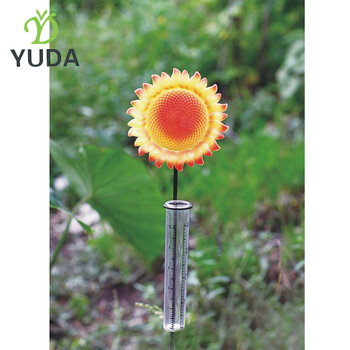 Дъжводомер с форма на слънчоглед, YUDA TP0710, метал + ABS + PS, капацитет 100 мм, с възможност за персонализиране