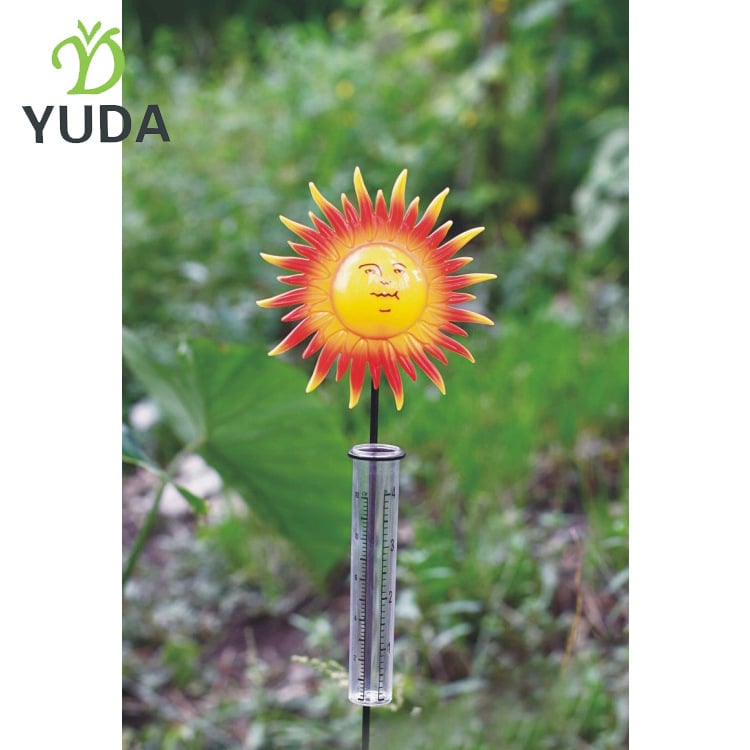 Дъжводомер с форма на слънчоглед, YUDA TP0710, метал + ABS + PS, капацитет 100 мм, с възможност за персонализиране