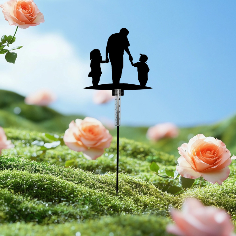 Vasból készült esőmérő sziluett a szülő–gyermek motívummal, Renuo, lyq006, otthoni dekoráció, európai stílus